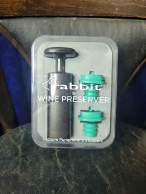 Rabbit Wine Preserver Vacuum Pump with Green Stoppers